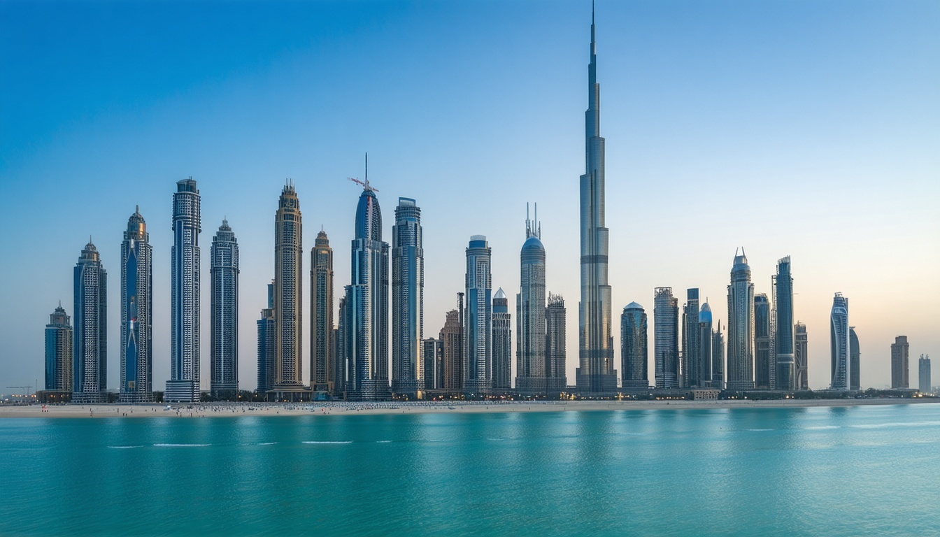 Skyline view of Dubai with Burj Khalifa