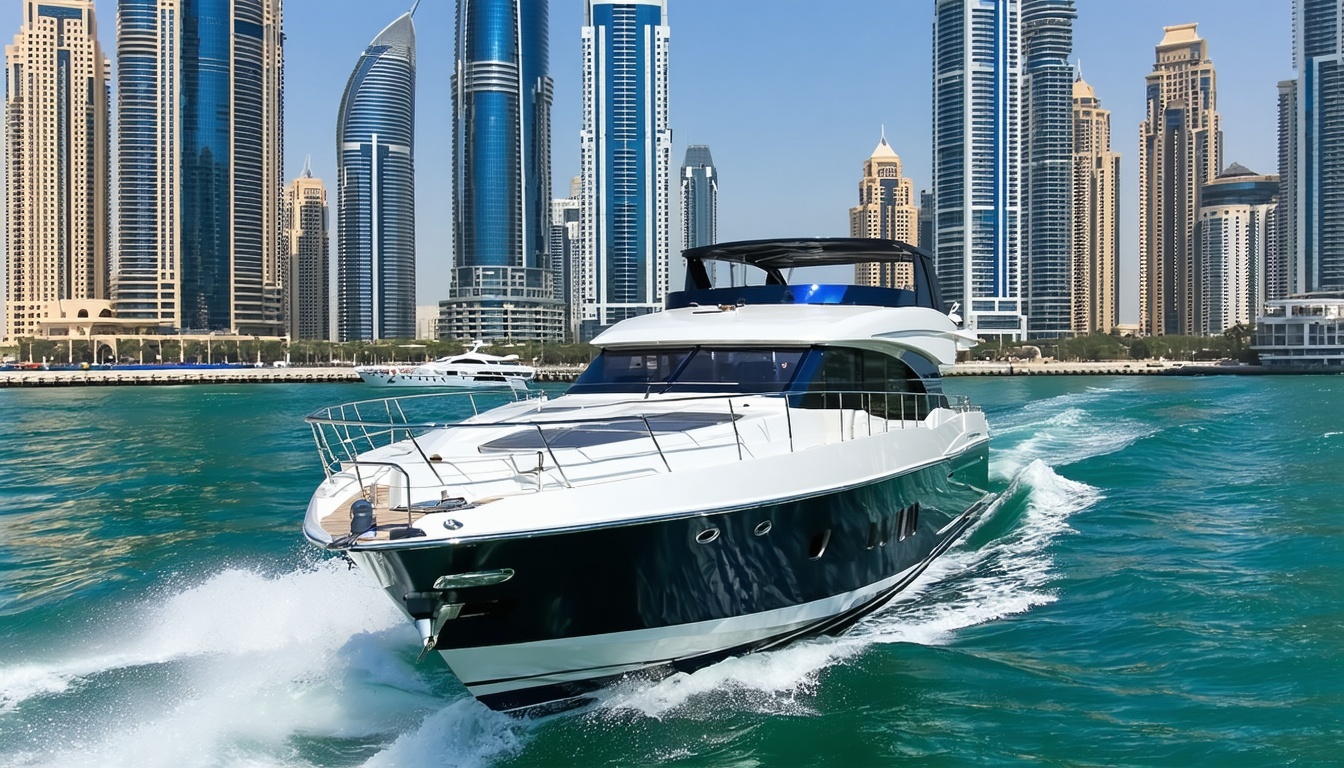 Luxury yacht cruising in Dubai Marina