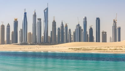 Dubai cityscape with iconic landmarks and desert adventure